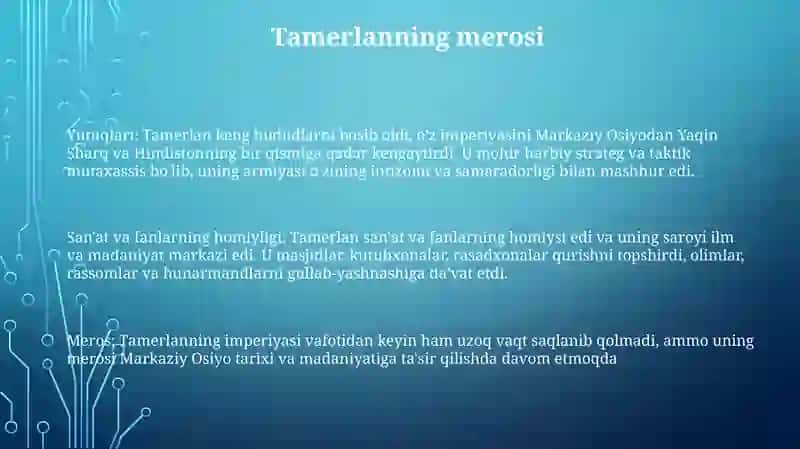 Temuriy Hukmdorlar Faoliyatiga Nazar 2