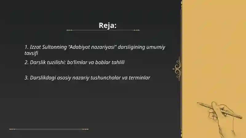 Izzat Sultonning "Adabiyot nazariyasi" darsligi 2
