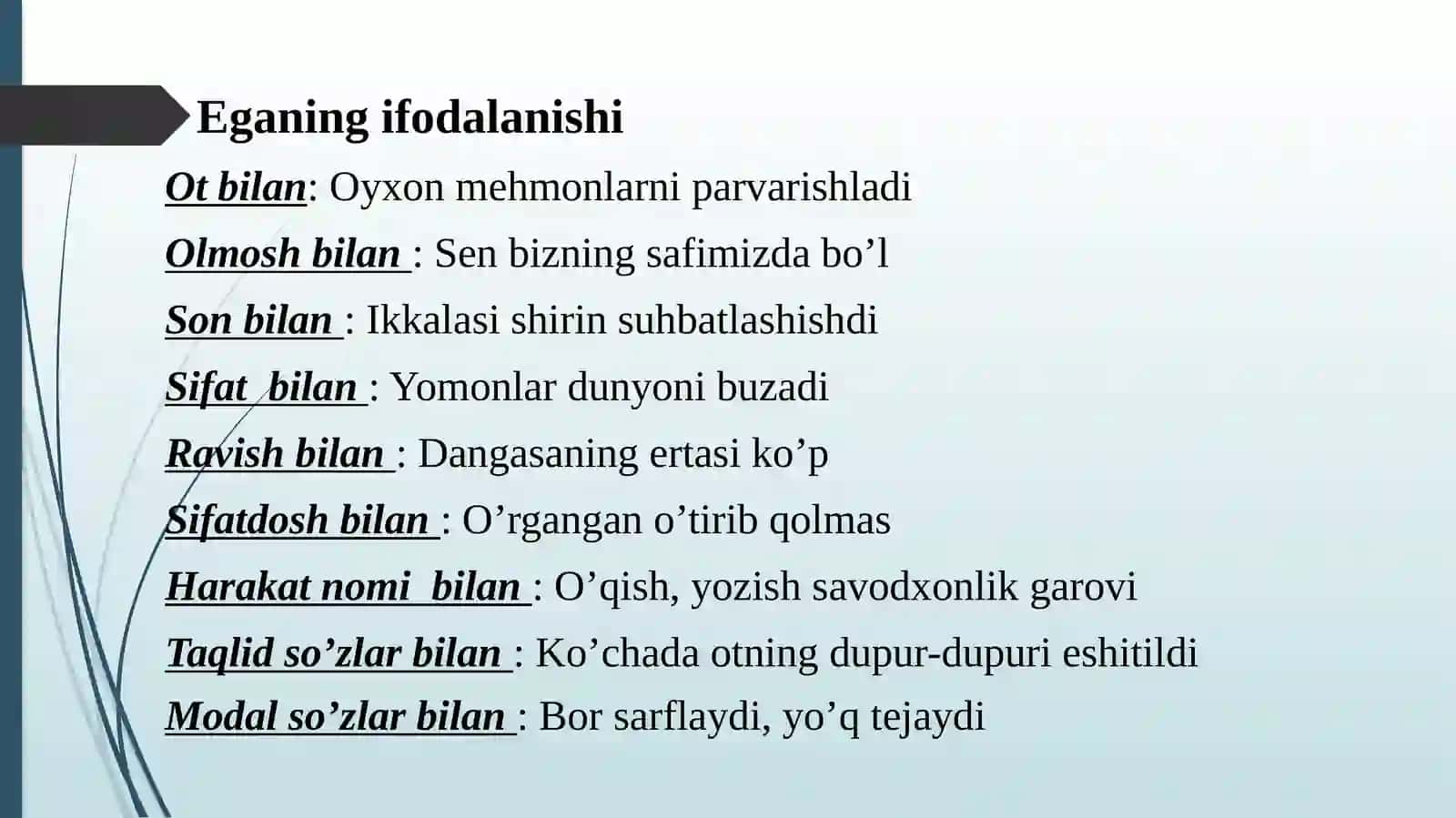 Ega va kesimning ifodalanishi 2