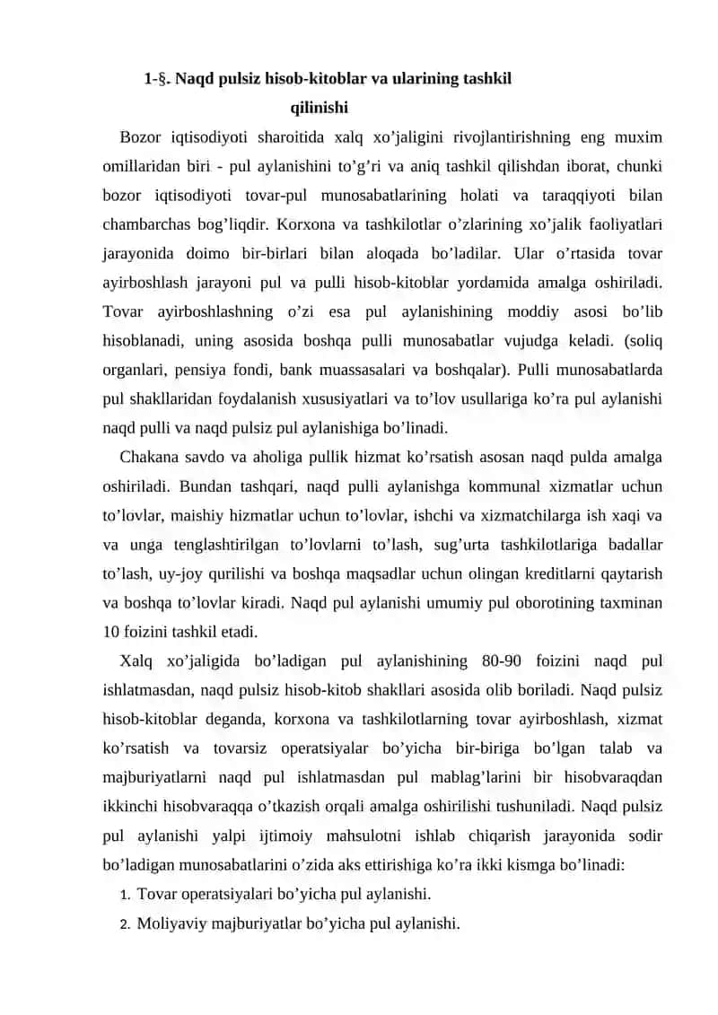 Naqd pulsiz hisob-kitoblar 2