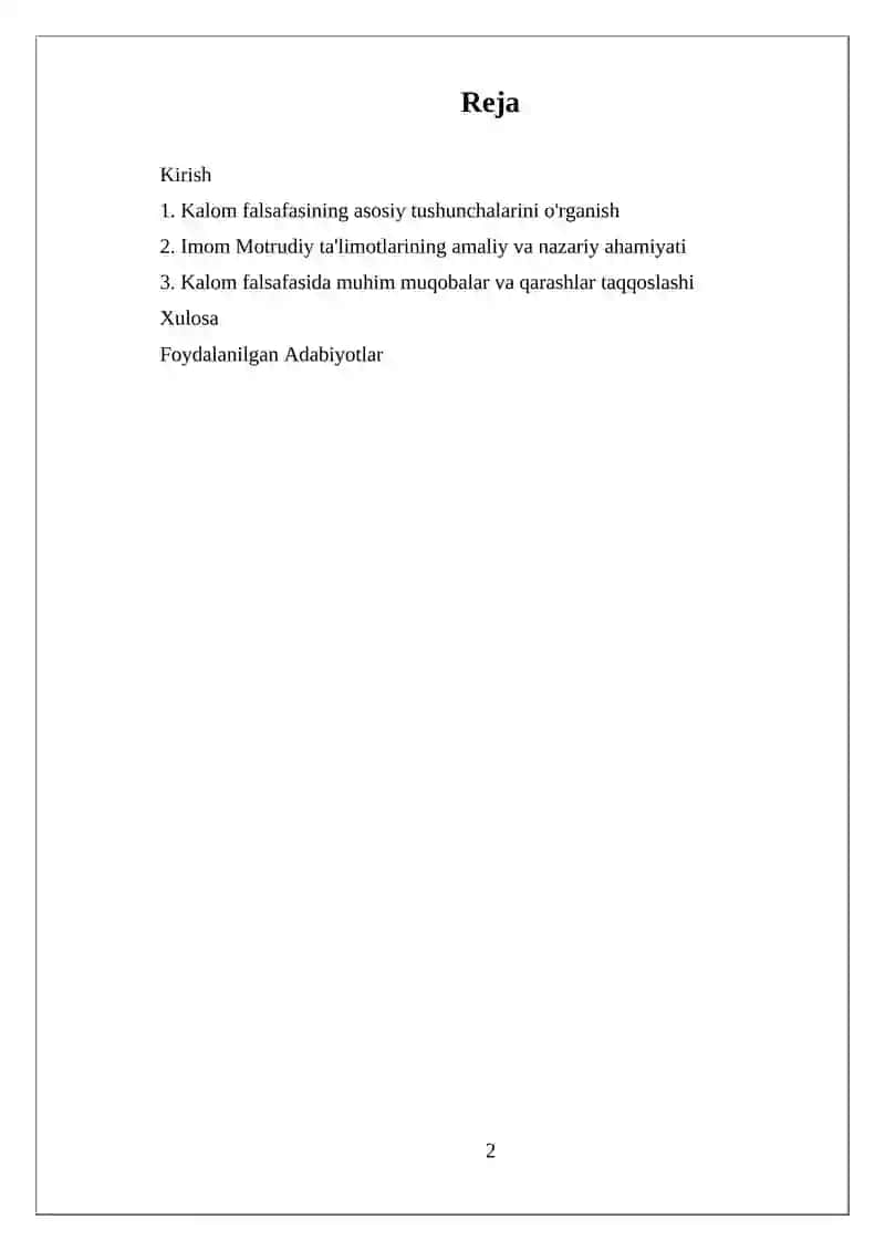 Kalom Falsafasi 2