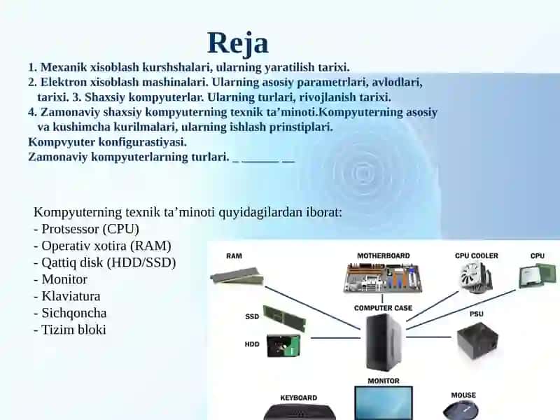 kompyuterning texnik ta’minoti va klaviatura tugmalari haqida tushuncha 2