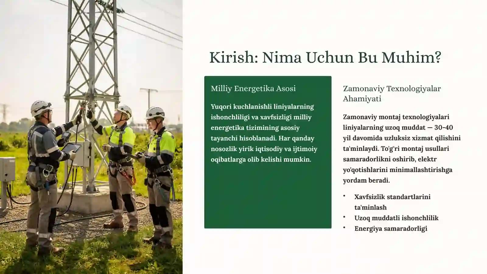 Elektr ta'minot tizimi montaji va ishlatishi 2