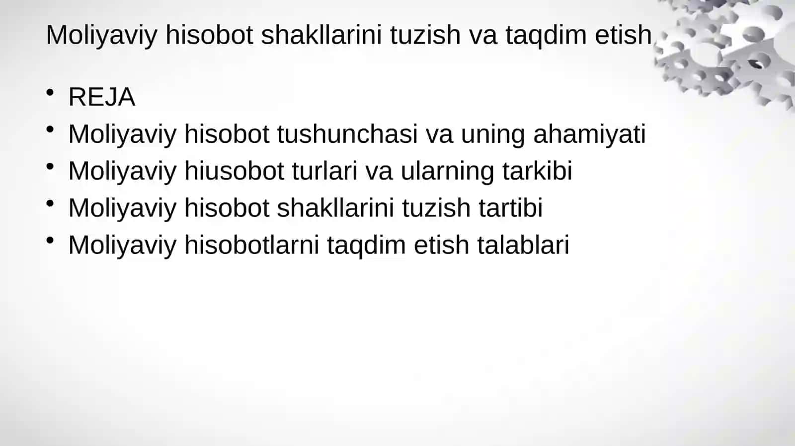 Moliyaviy hisob asoslari fanidan TAQDIMOT 2