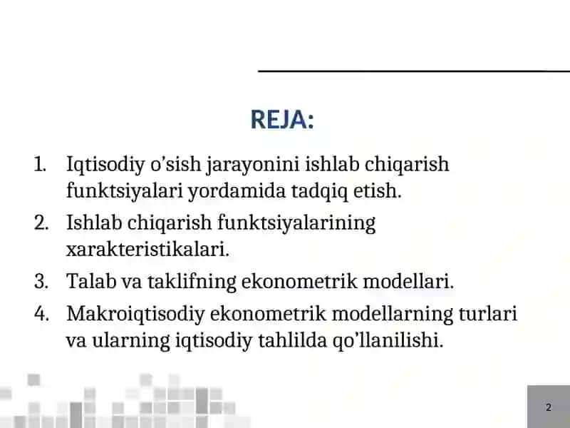 AMALIY EKONOMETRIK MODELLAR 2
