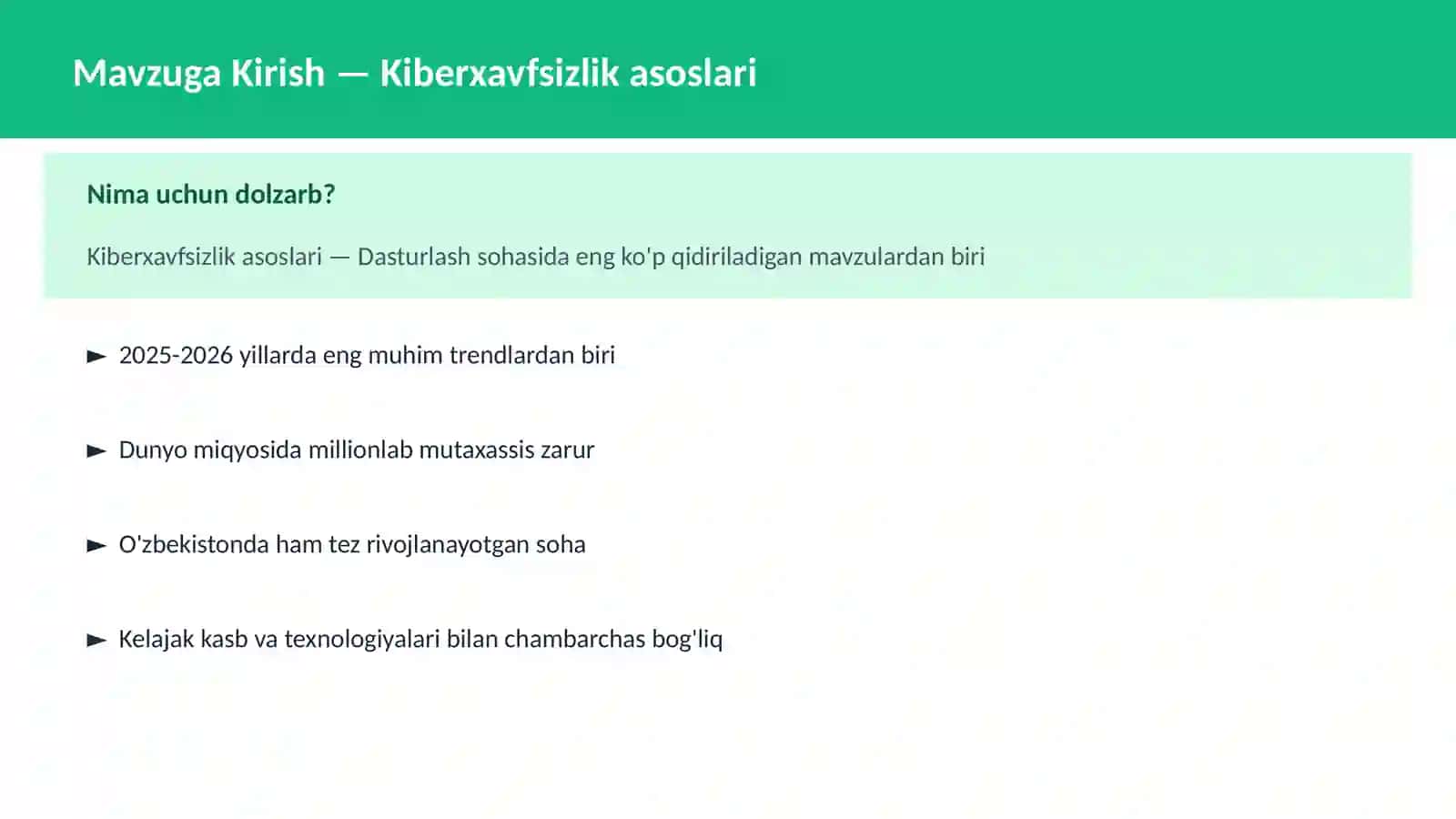 Kiberxavfsizlik asoslari 2