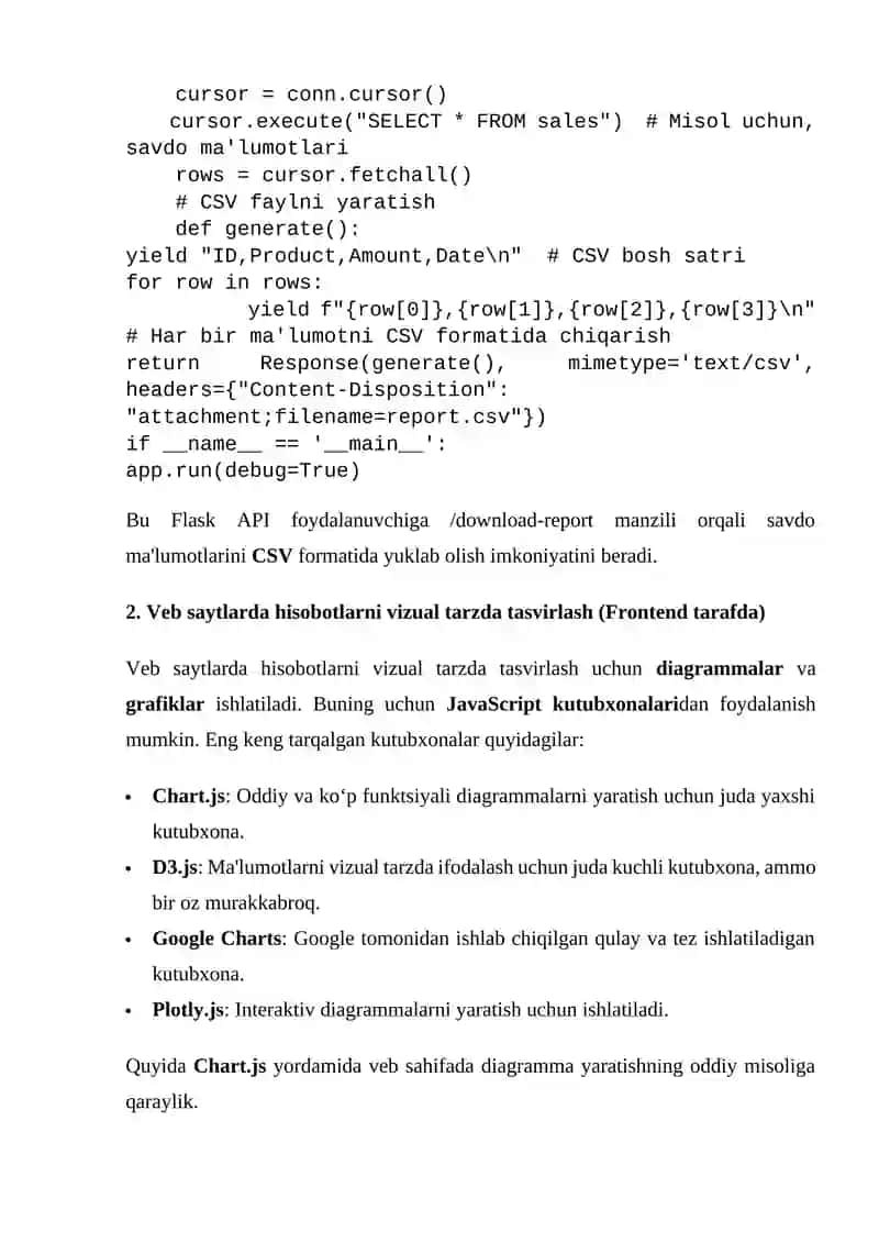 Hisobotlar shakllantirish dasturi 2