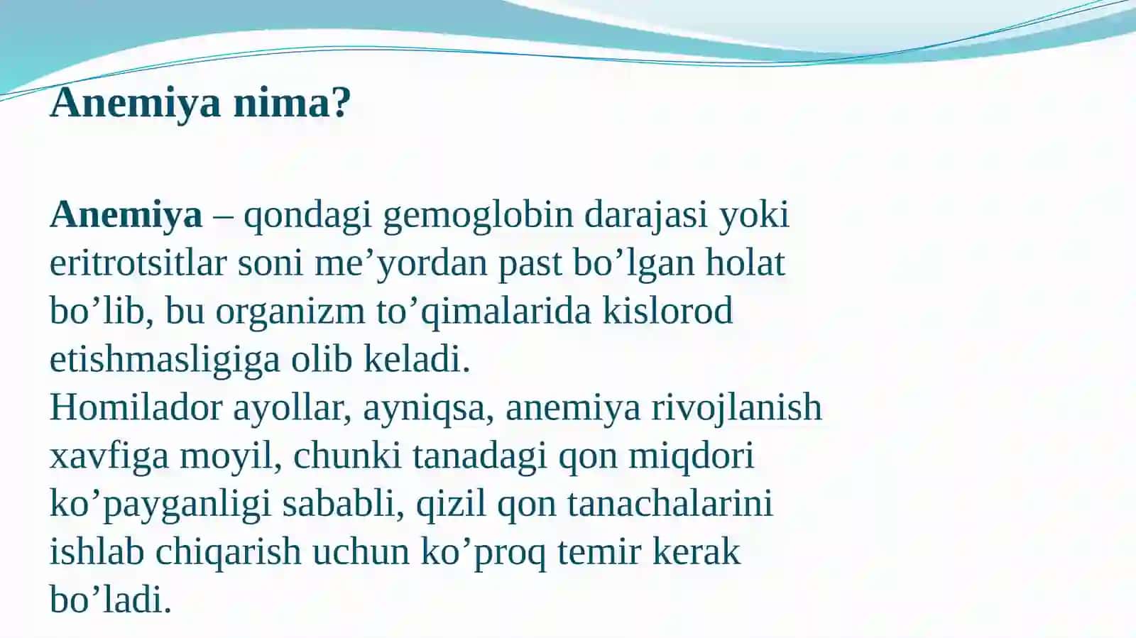 Homiladorlik va kam qonlik 2