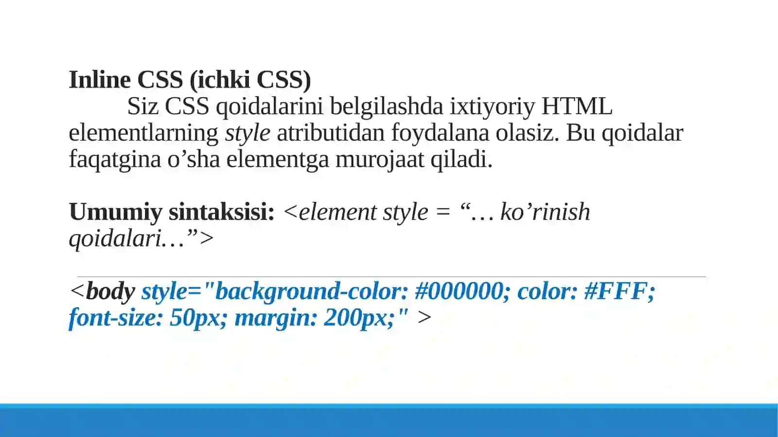WEB SAHIFANING POG’ONALI SHAMOYILI (CSS)NING ASOSIY TUSHUNCHALARI VA IMKONIYATLARI 2