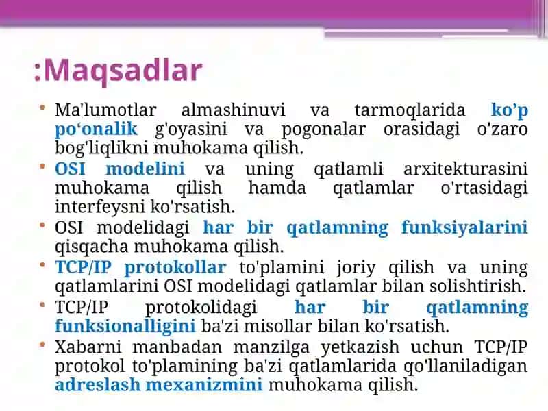 OSI va TCP/IP tarmoq modellari 2