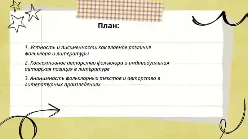 Отличие фольклора от литературы 2