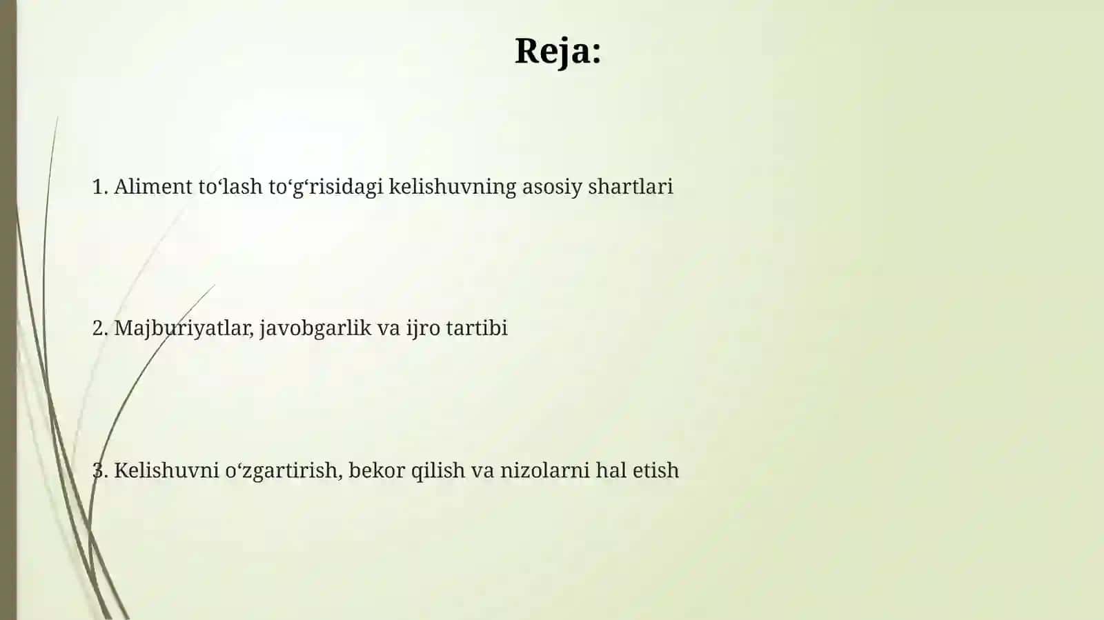 Aliment to'lash to'g'risidagi kelishuv 2