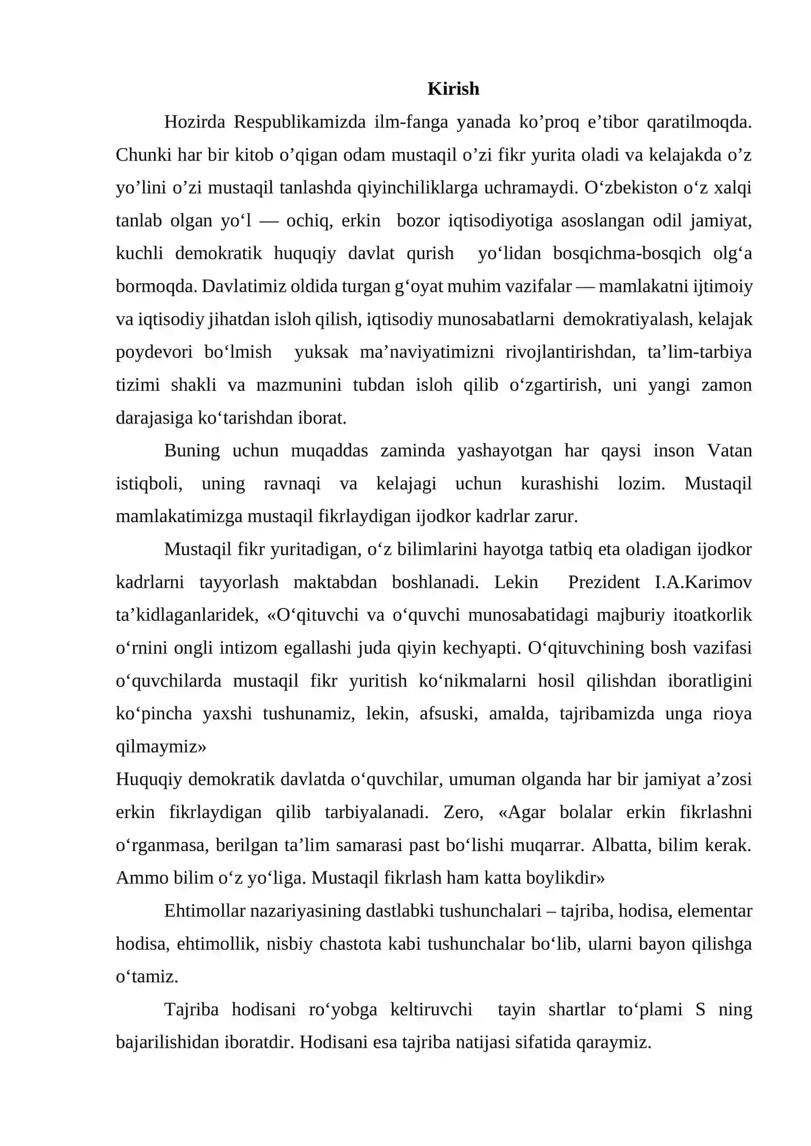Ko’satkichli taqsimotning sonli xarakteristikalari 2