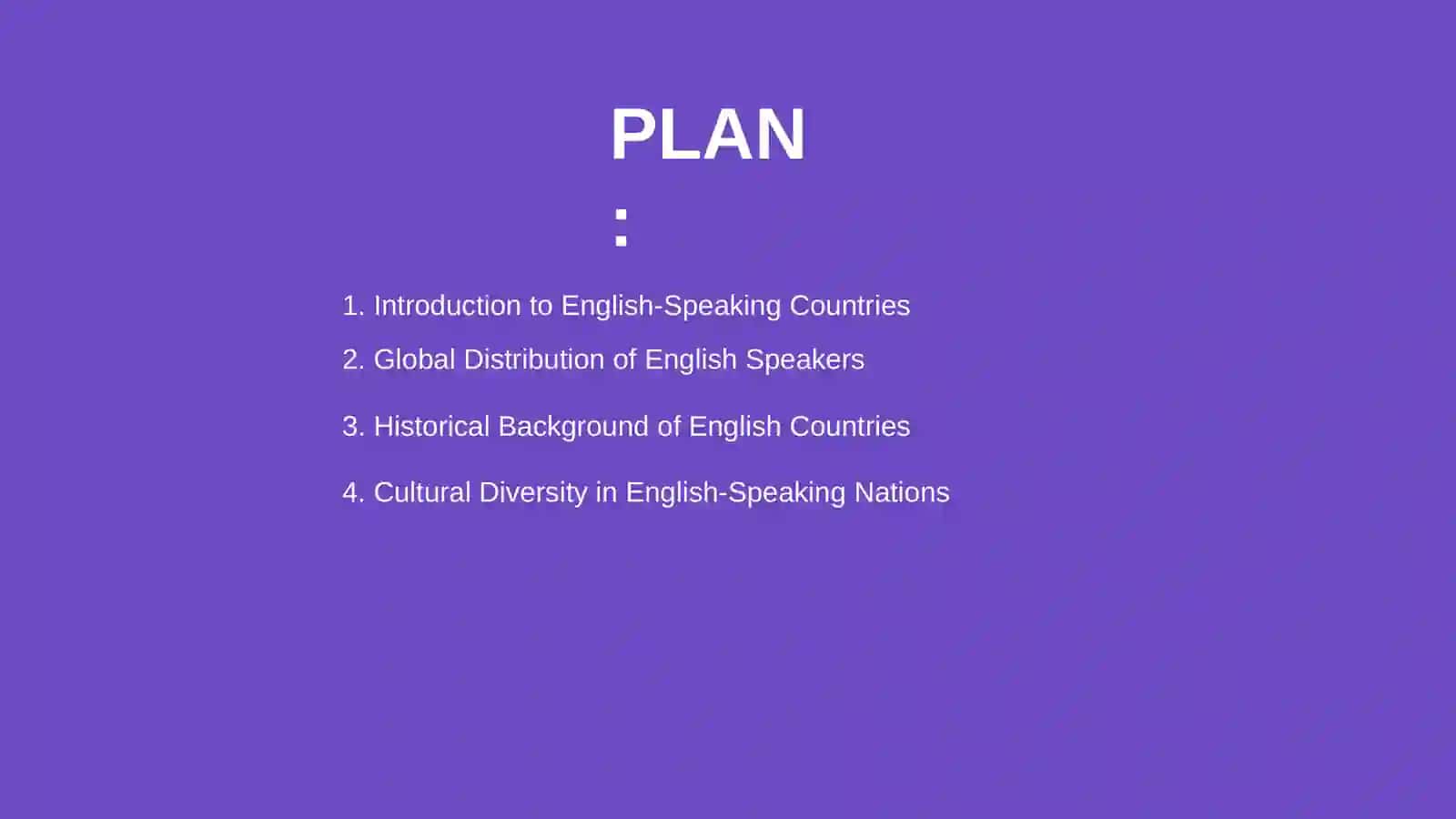 "The world of English speaking countries." 2