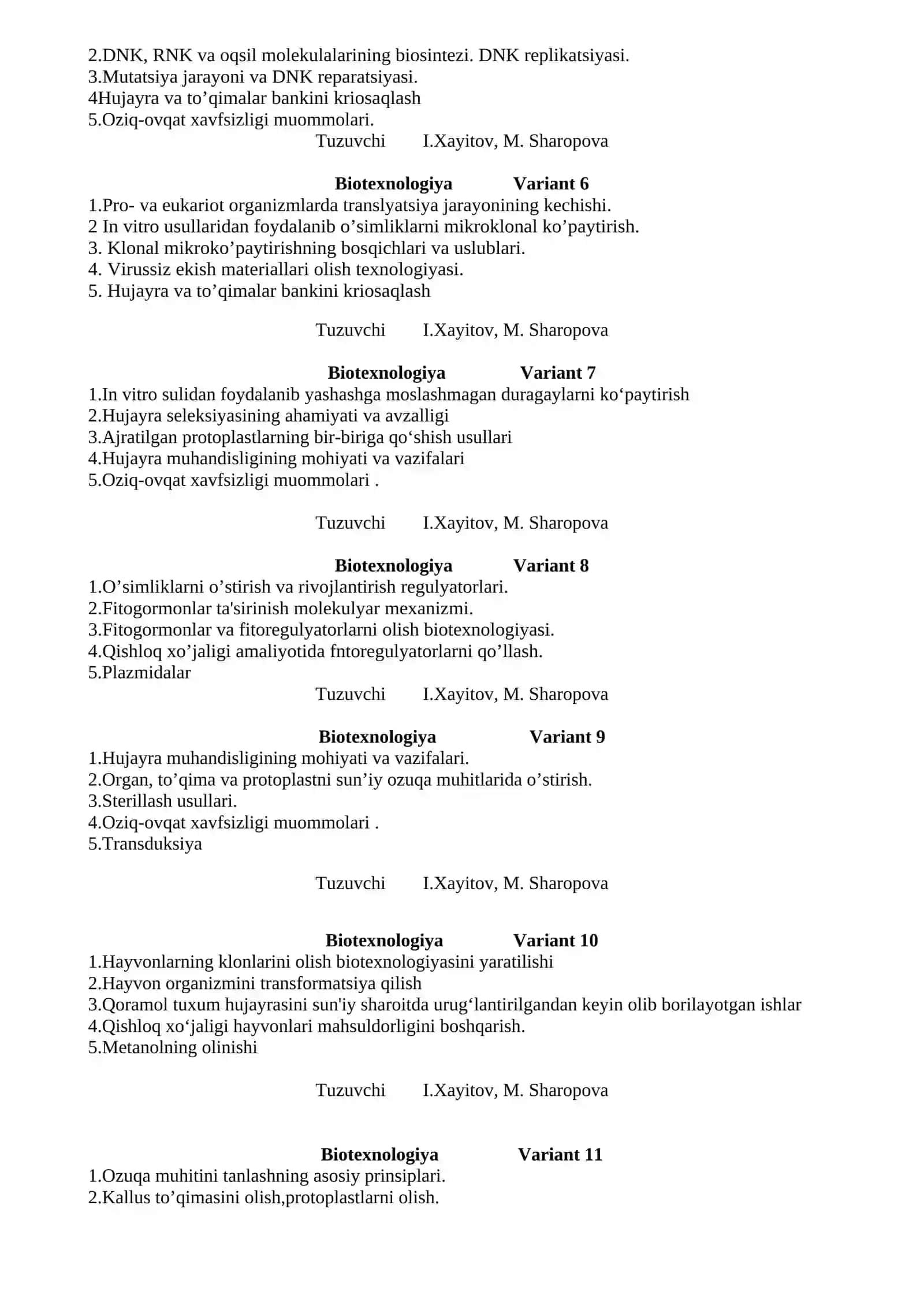 Biotexnologiya Variant 4 2