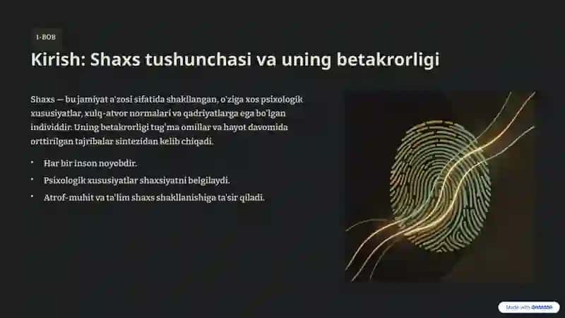 Shaxs tushunchasi va uning betakrorligi haqida tushunish 2