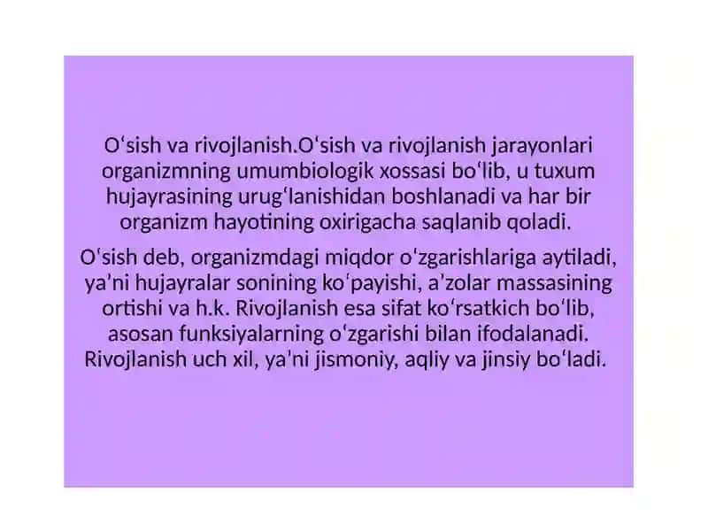 O’sish va rivojlanish 2