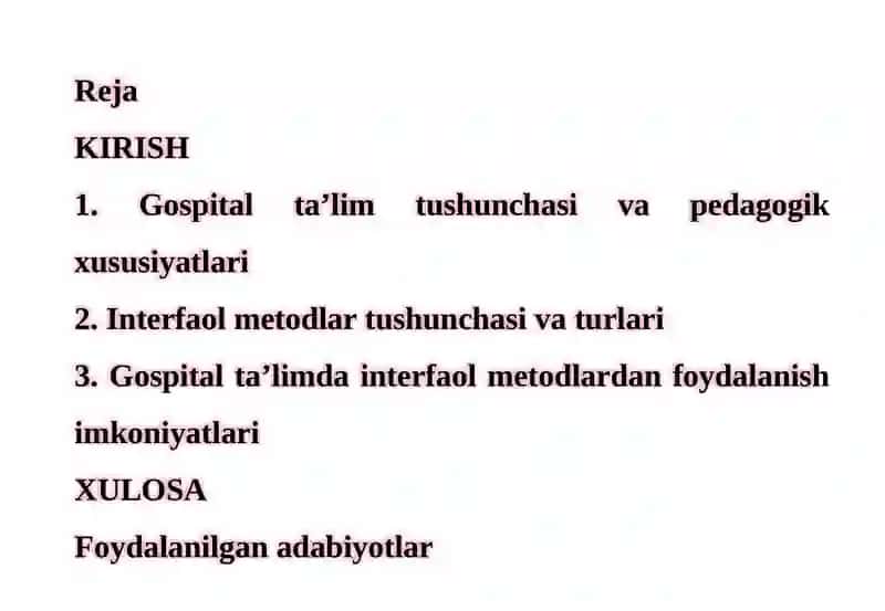 “GOSPITAL TA’LIMDA INTERFAOL METODLARDAN FOYDALANISH IMKONIYATLARI” 2