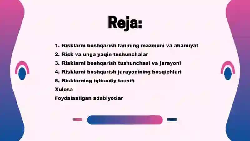 Risklarni boshqarish faniga kirish va asosiy tushunchalar 2