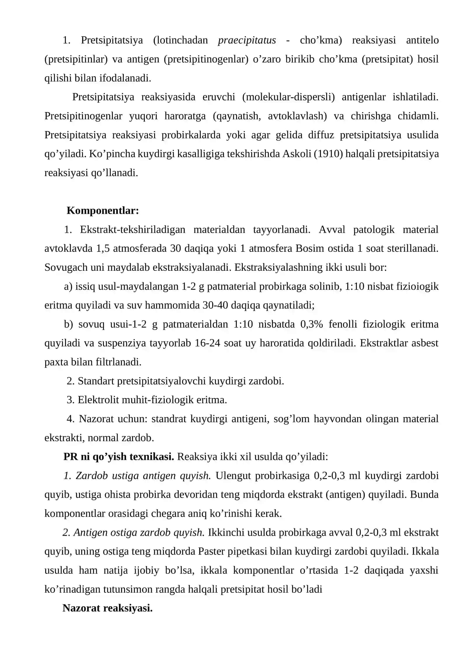 Pretsipitatsiya reaksiyasi (PR) 2