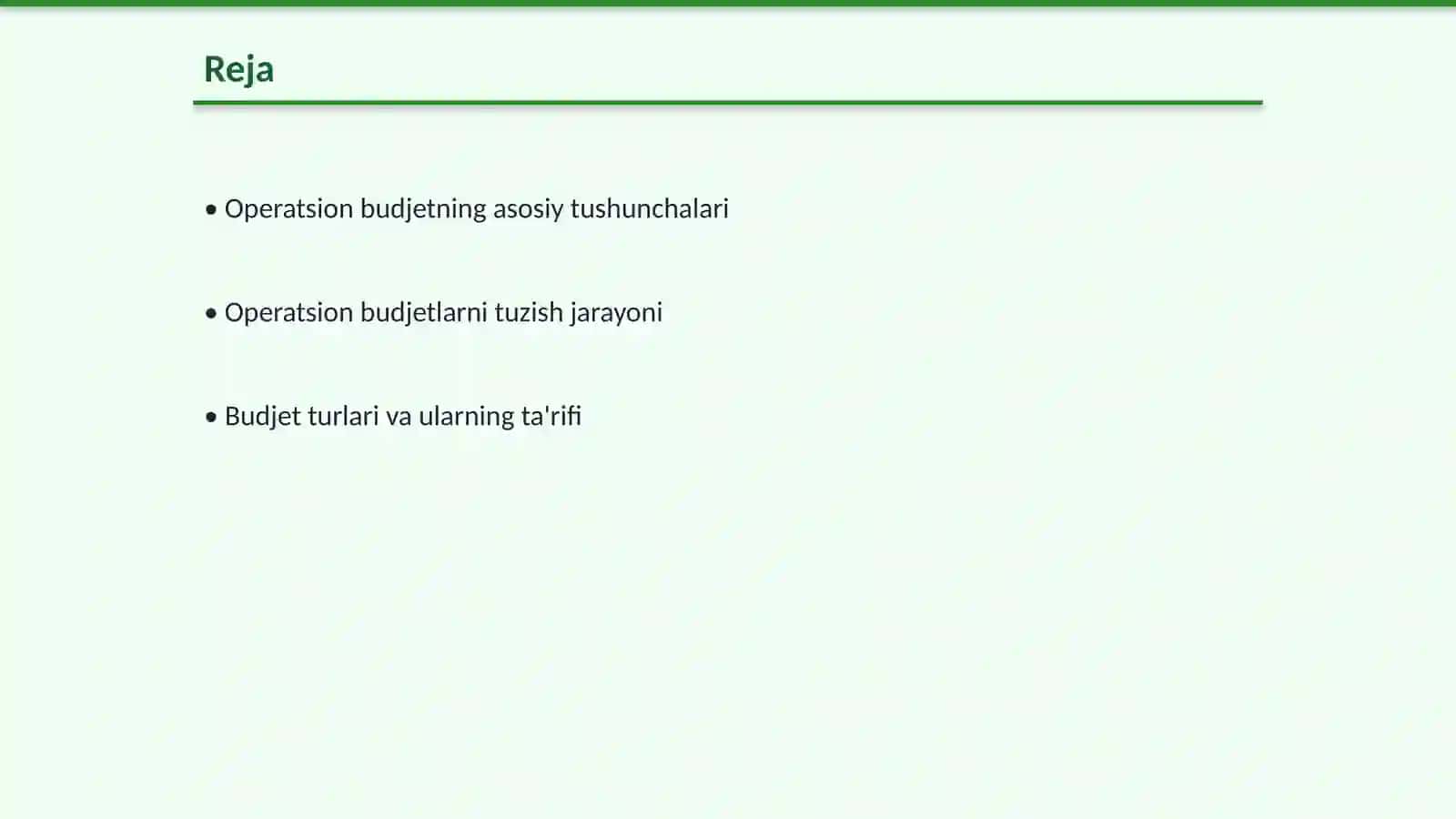 Operatsion budjetlarni tuzish 2