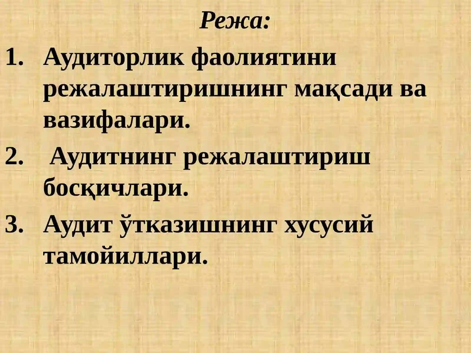 Аудиторлик текширувини режалаштириш 2
