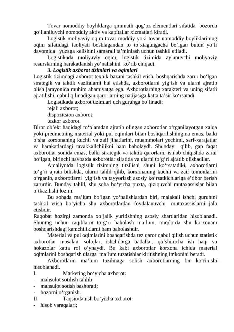 LOGISTIKADA ASOSIY OQIMLAR 2