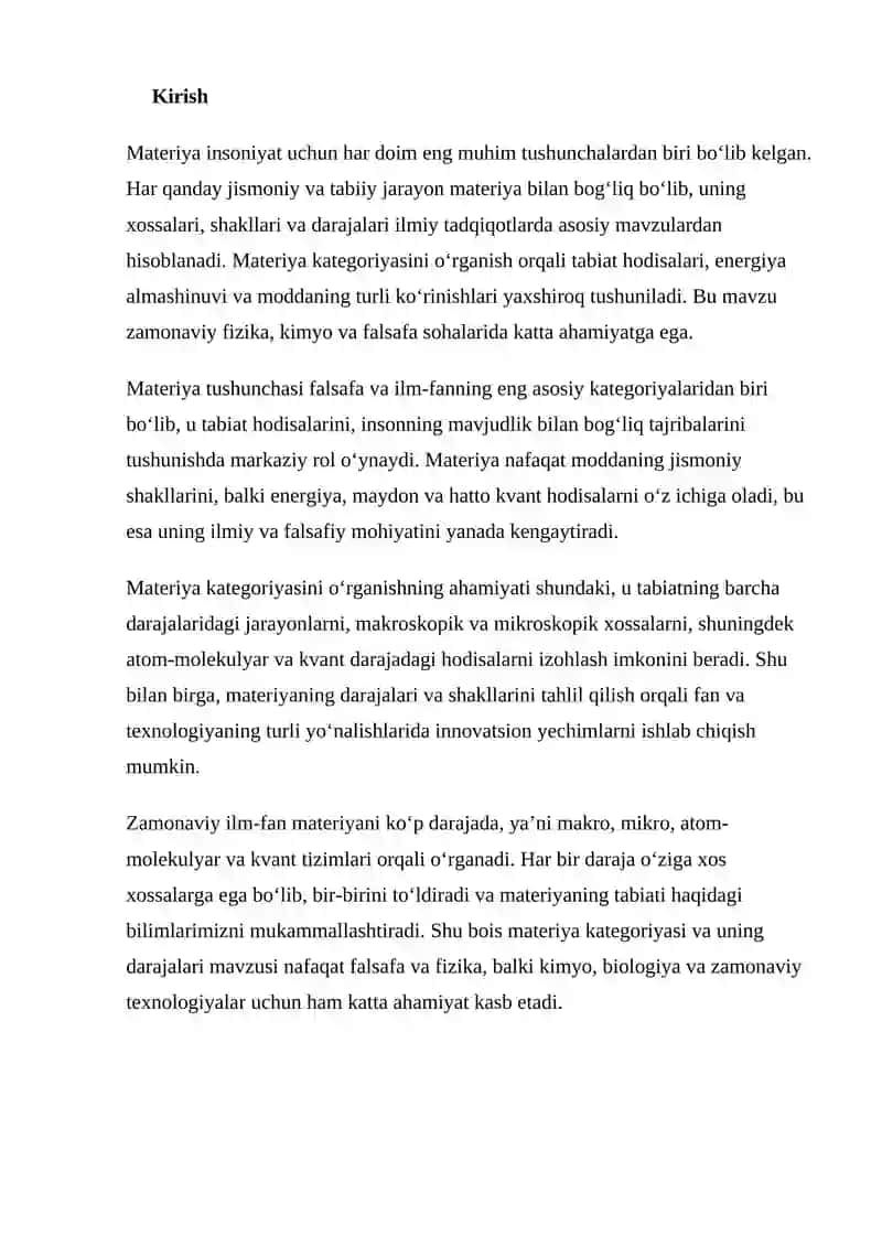 MATERIYA KATEGORIYASI VA UNING DARAJALARI 2