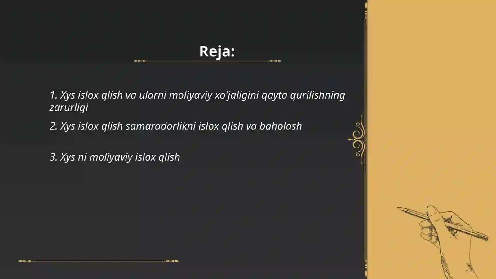 Xys islox qlish tzimida moliyaviy resuslar 2