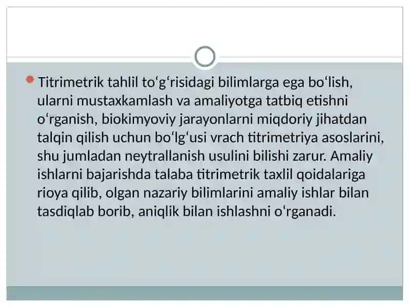 Titrimetrik analiz usullari. Alkalimetriya. 2