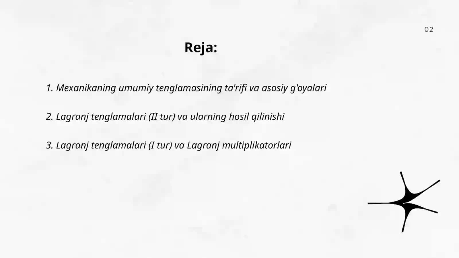 Mexanikaning umumiy tenglamasi 2