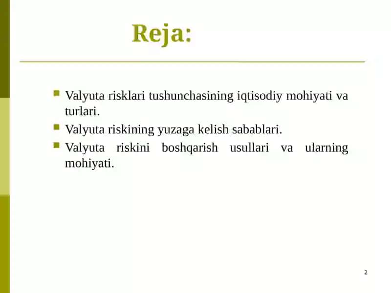 Valyuta risklarini boshqarish 2