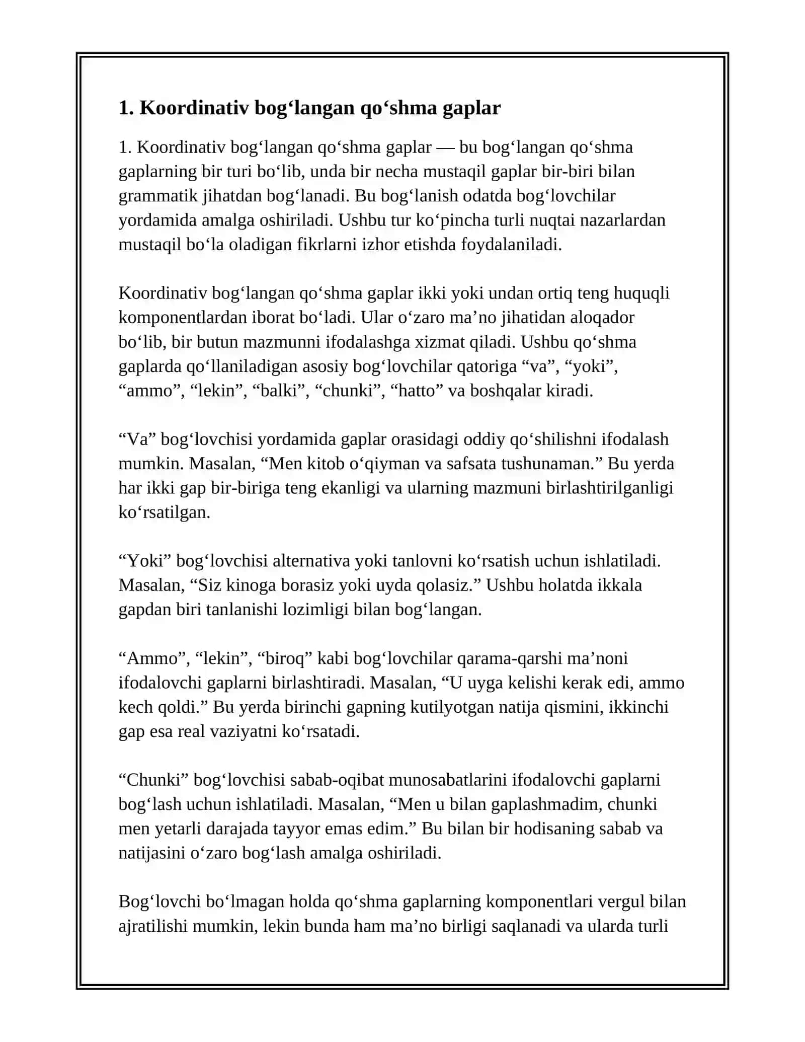 BOG‘LANGAN QO‘SHMA GAPLARNING TURLARI 2