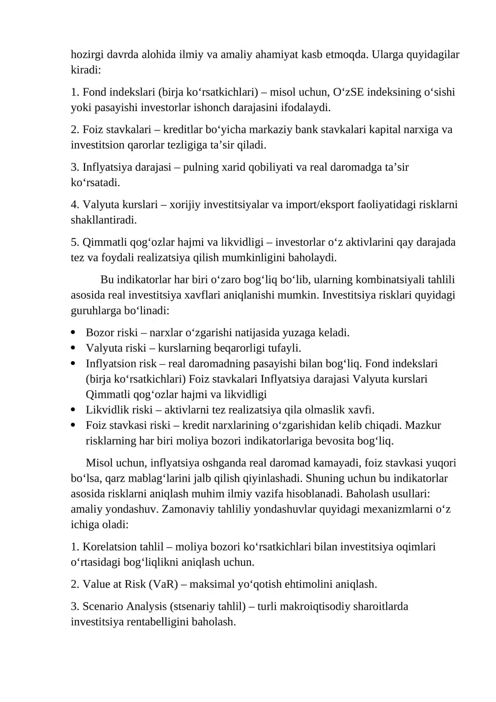 Maqalo: Moliya bozori risklari. 2