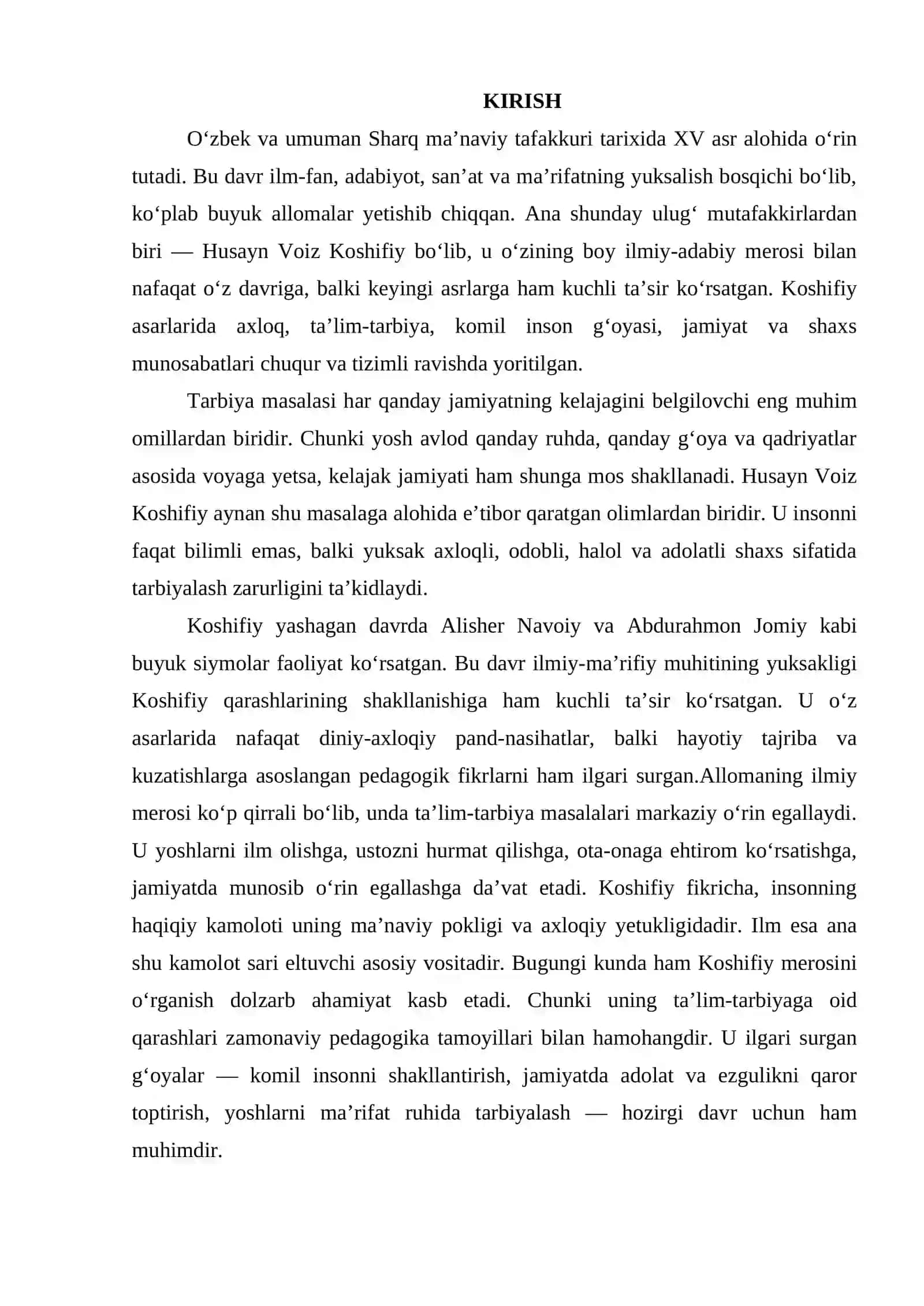 Husayin Voiz Koshifiy ilmiy merosida ta’lim-tarbiya 2