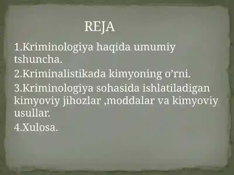 Kriminalistikada kimyoning o'rni. 2