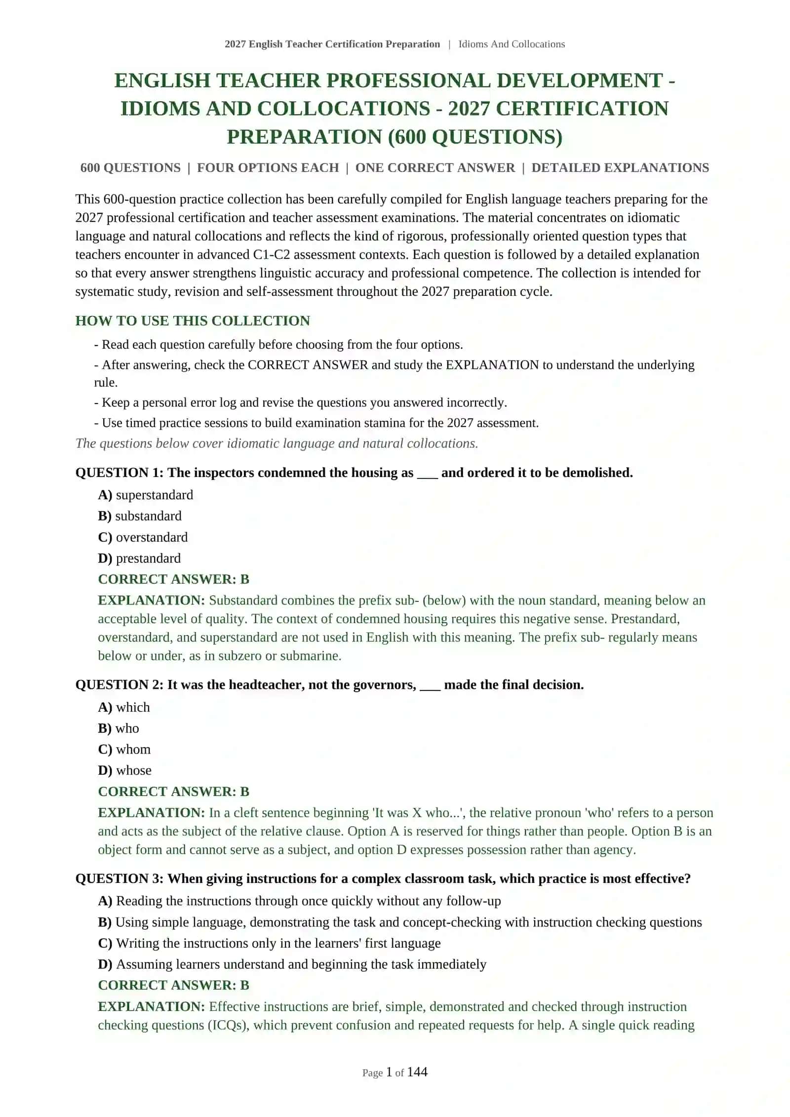 Idioms And Collocations Certification Preparation 2