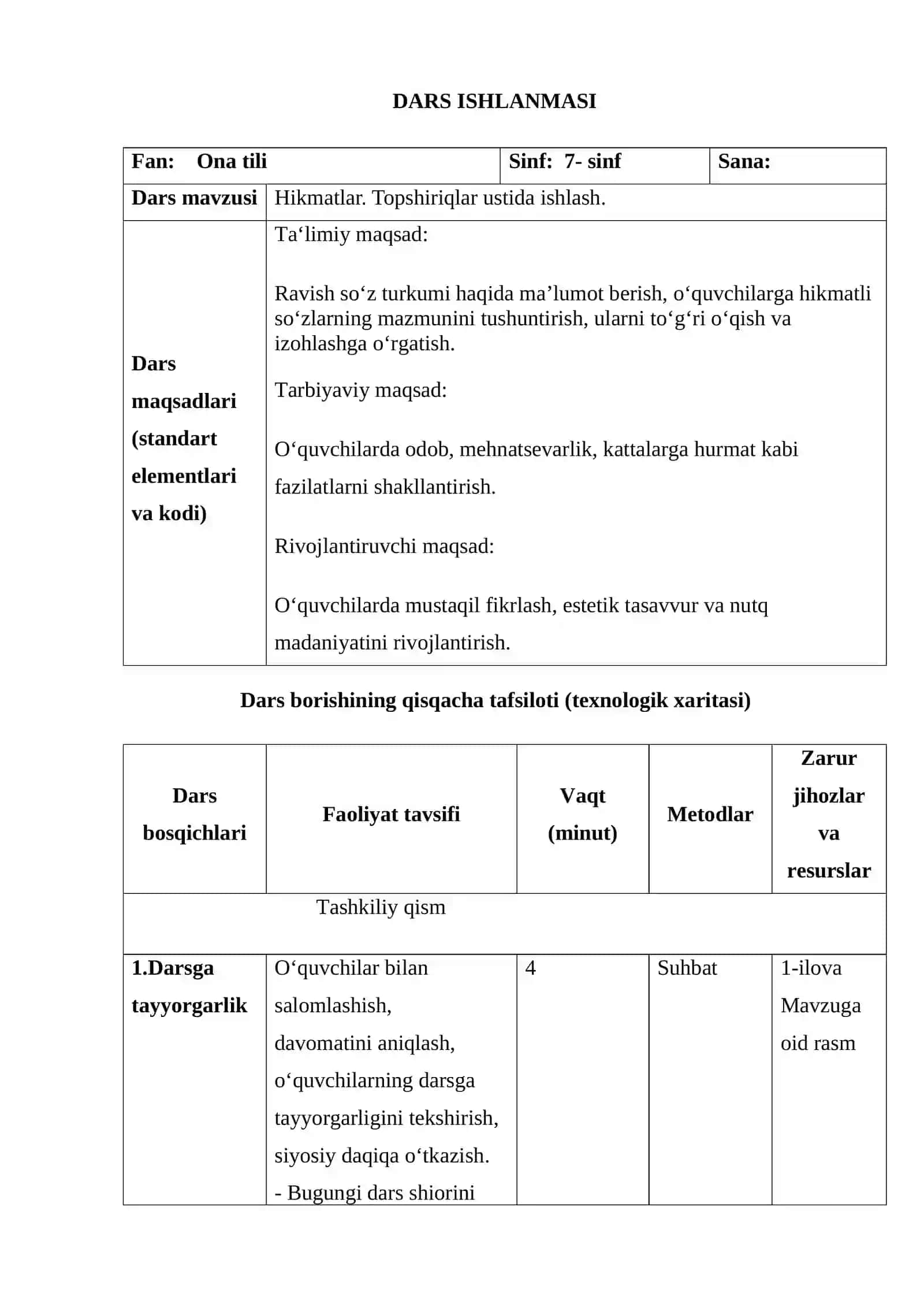 Hikmatlar. Topshiriqlar ustida ishlash (7-sinf ona tili) 2