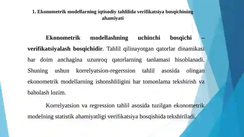 Ekonometrik modellarni baholash 2