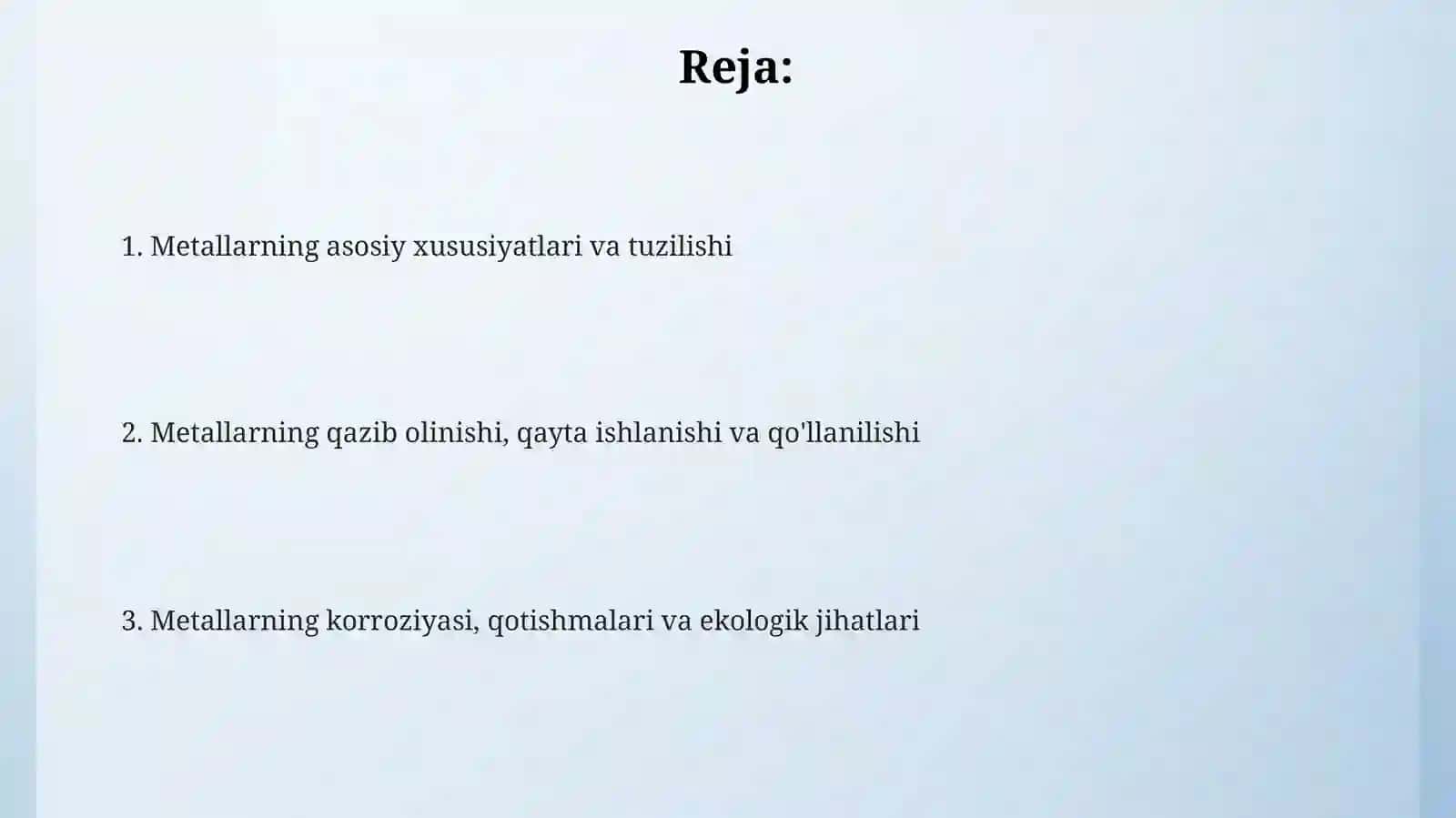 Metallar va ularning xossalari 2