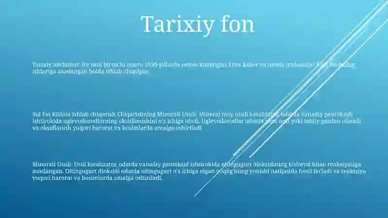 Sul Fat Kislota Ishlab Chiqarishning Minorali Usuli 2
