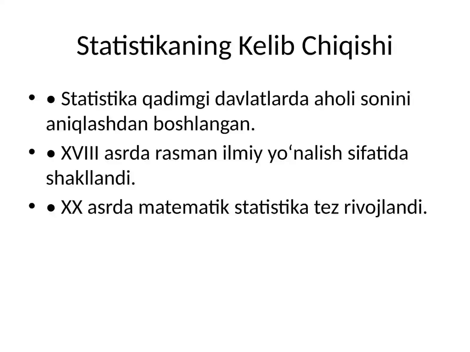 STATISTIKA RIVOJLANISH TARIXI 2