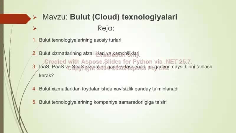 Bulut (Cloud) texnologiyalari 2