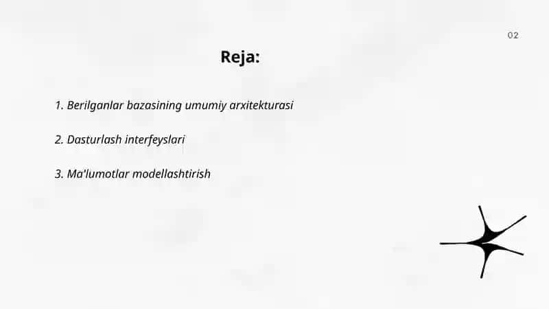 Berilganlar bazasining asosiy kompanentlari arxitekturasi 2