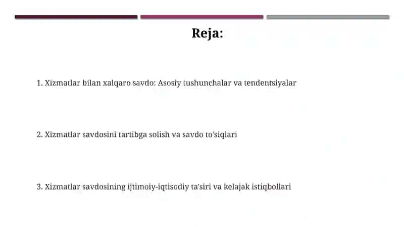Xalqaro xizmatlar savdosi 2