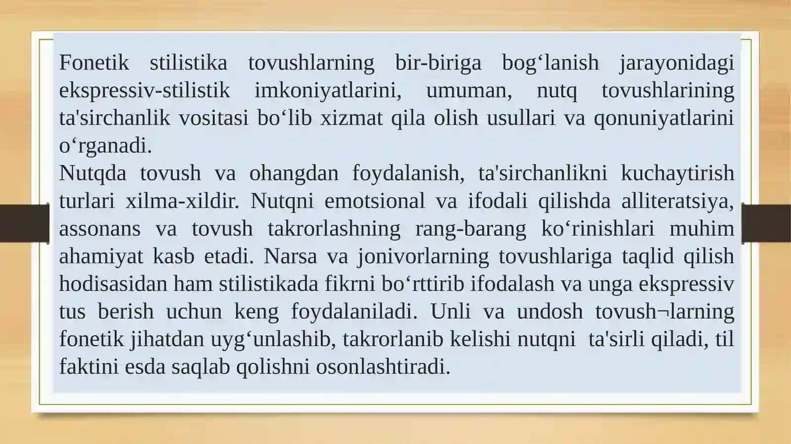 Fonostilistik  vositalarning uslubiy xususiyatlari 2