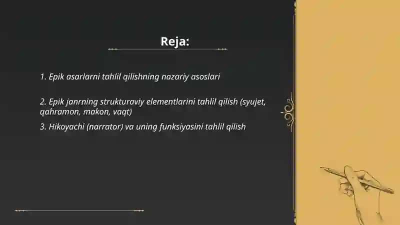 Epik asarlarni tahlil qilish metodikasi 2