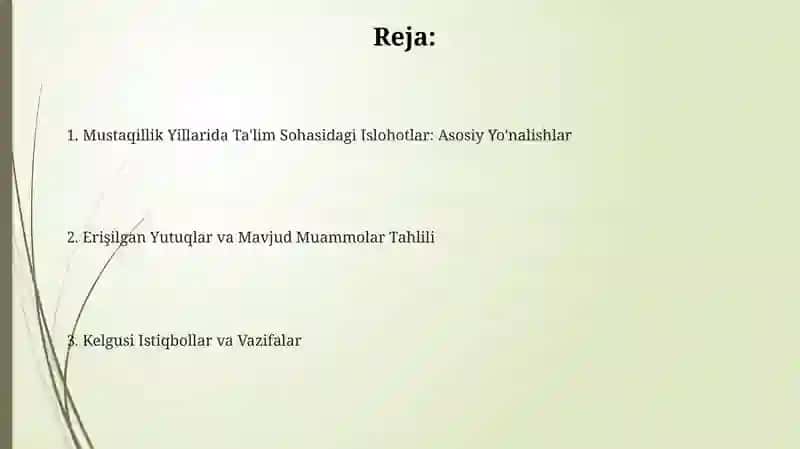 Mustaqillik Yillarida Ta'lim Sohasidagi Islohotlar 2