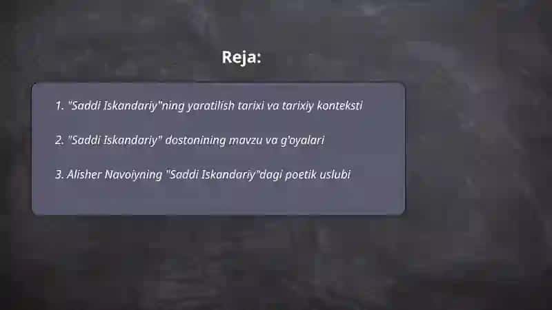 Saddi Iskandariy dostoni 2