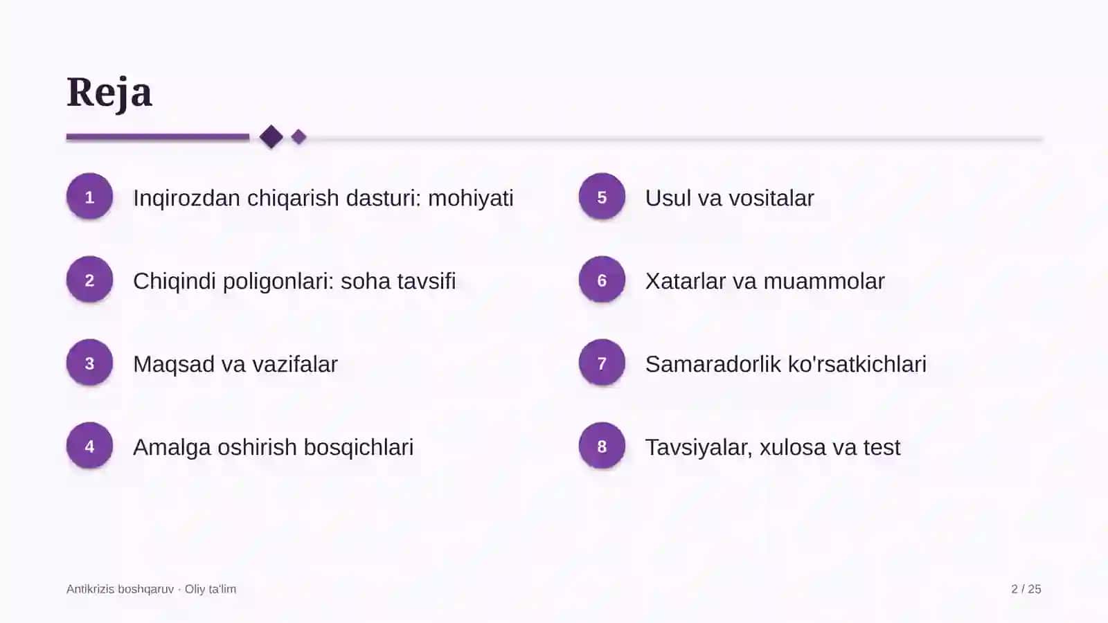 Antikrizis boshqaruv · Oliy ta'lim 2